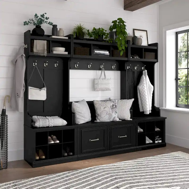 Banc de rangement pour chaussures Woodland de 40 po avec étagères – Organiseur d'entrée