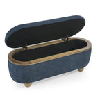 Banc coffre de rangement rembourré Clara avec pieds ovales robustes en bois