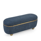 Banc coffre de rangement rembourré Clara avec pieds ovales robustes en bois