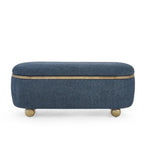 Banc coffre de rangement rembourré Clara avec pieds ovales robustes en bois