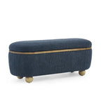 Banc coffre de rangement rembourré Clara avec pieds ovales robustes en bois