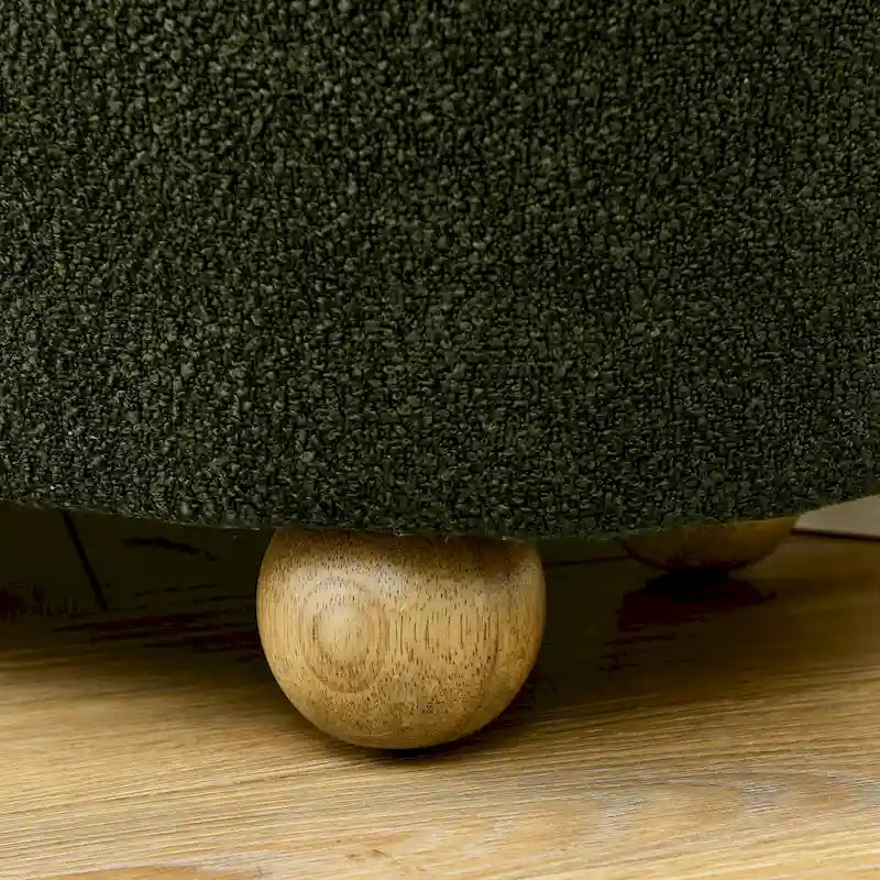 Banc coffre de rangement rembourré Clara avec pieds ovales robustes en bois