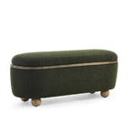Banc coffre de rangement rembourré Clara avec pieds ovales robustes en bois