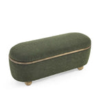 Banc coffre de rangement rembourré Clara avec pieds ovales robustes en bois