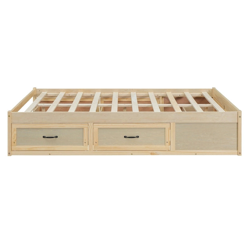Lit plate-forme double avec 6 tiroirs de rangement, assemblage requis