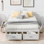 Lit plate-forme double avec 6 tiroirs de rangement, assemblage requis