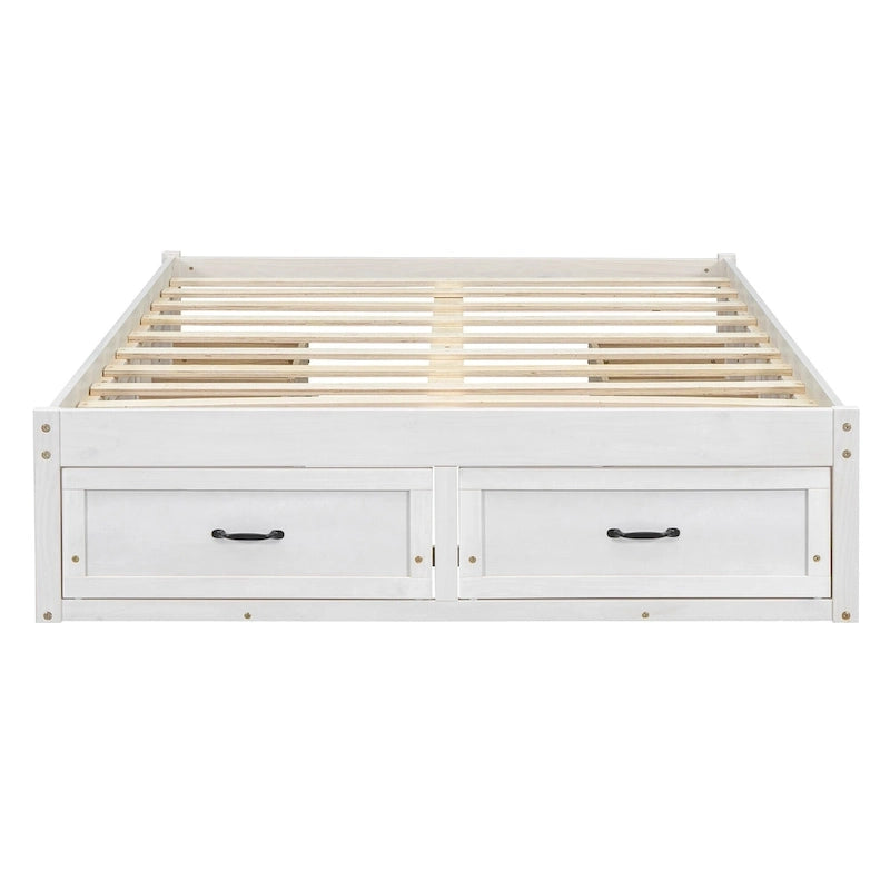 Lit plate-forme double avec 6 tiroirs de rangement, assemblage requis