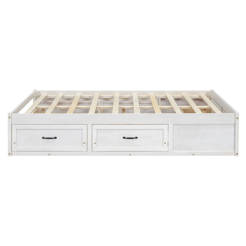 Lit plate-forme double avec 6 tiroirs de rangement, assemblage requis