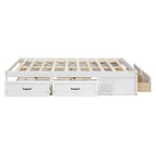 Lit plate-forme double avec 6 tiroirs de rangement, assemblage requis