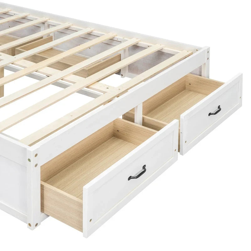 Lit plate-forme double avec 6 tiroirs de rangement, assemblage requis