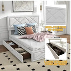 Lit plateforme Queen Size avec tête de lit et rangement