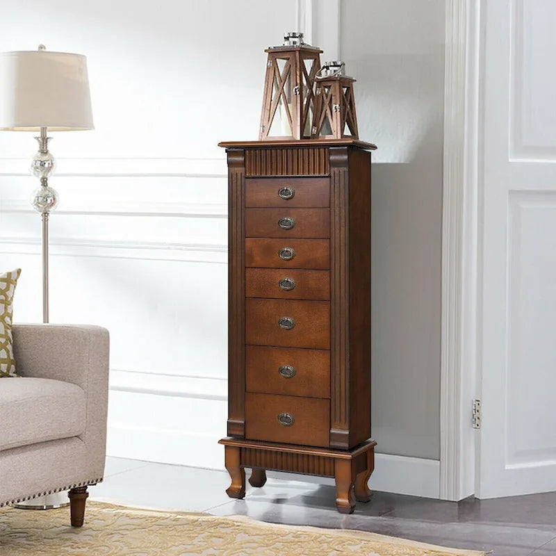Costway Armoire à Bijoux Meuble de Rangement sur Pied Organisateur de Colliers en Bois - 14,8(L) X9(P) X38,6(H)