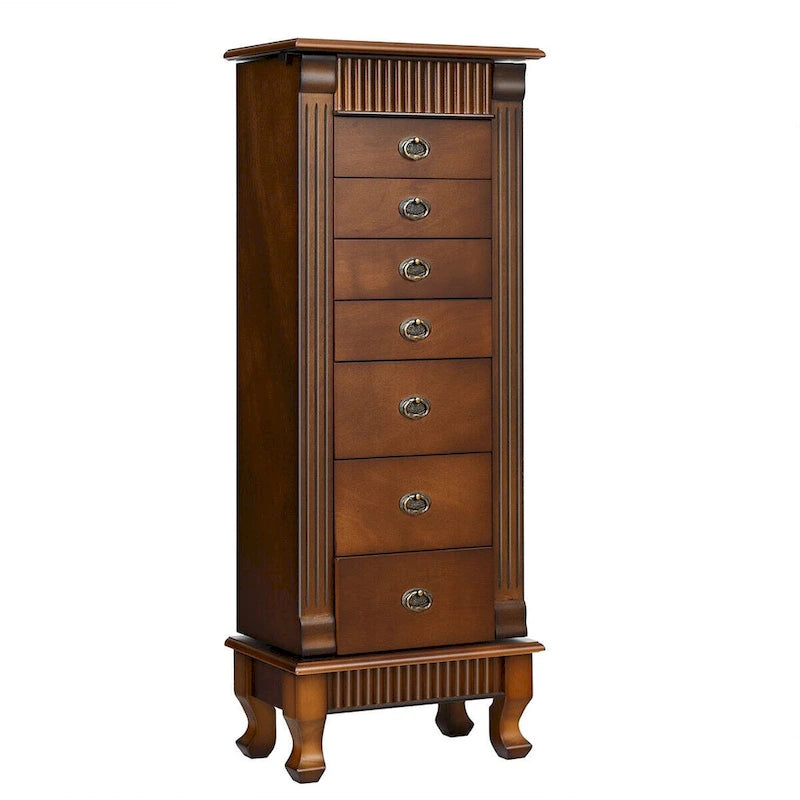 Costway Armoire à Bijoux Meuble de Rangement sur Pied Organisateur de Colliers en Bois - 14,8(L) X9(P) X38,6(H)