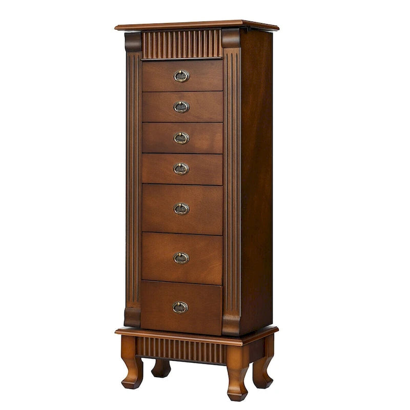 Costway Armoire à Bijoux Meuble de Rangement sur Pied Organisateur de Colliers en Bois - 14,8(L) X9(P) X38,6(H)