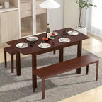 Table à manger extensible Costway, table pliante en bois d'hévéa pour 4 personnes - Couleur cerisier - Voir détails