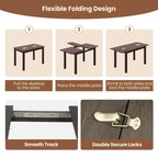 Table à manger extensible Costway, table pliante en bois d'hévéa pour 4 personnes - Couleur cerisier - Voir détails