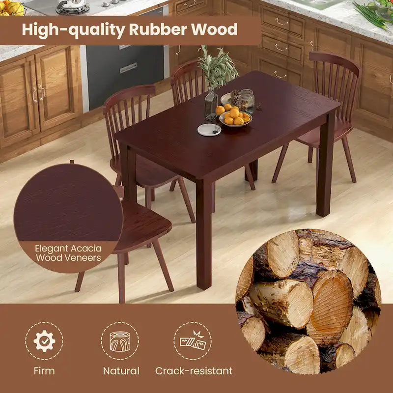 Table à manger extensible Costway, table pliante en bois d'hévéa pour 4 personnes - Couleur cerisier - Voir détails