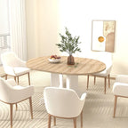 Table à manger ronde élégante de style ferme avec rallonge et piètement en X, idéale pour une salle à manger moderne