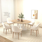 Table à manger ronde élégante de style ferme avec rallonge et piètement en X, idéale pour une salle à manger moderne