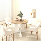 Table à manger ronde élégante de style ferme avec rallonge et piètement en X, idéale pour une salle à manger moderne