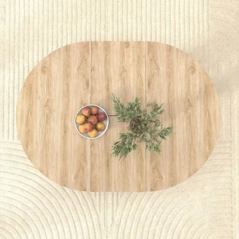 Table à manger ronde élégante de style ferme avec rallonge et piètement en X, idéale pour une salle à manger moderne