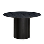Table à manger ronde élégante de style ferme avec rallonge et piètement en X, idéale pour une salle à manger moderne