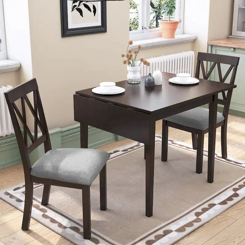 Table à manger ronde élégante de style ferme avec rallonge et piètement en X, idéale pour une salle à manger moderne