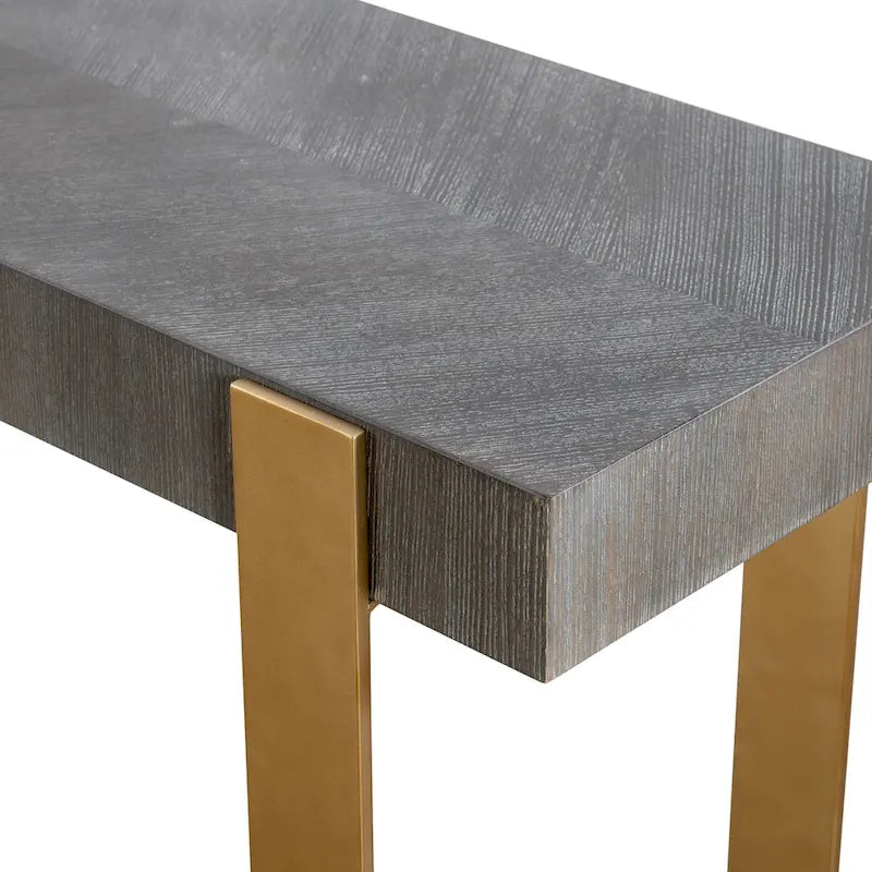 Console rectangulaire avec pieds en sangle - 60 - Gris et doré