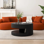 Table basse ronde à double plateau Table d'appoint moderne Table basse à rayures verticales avec rangement, pour salon