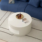 Table basse ronde à double plateau Table d'appoint moderne Table basse à rayures verticales avec rangement, pour salon