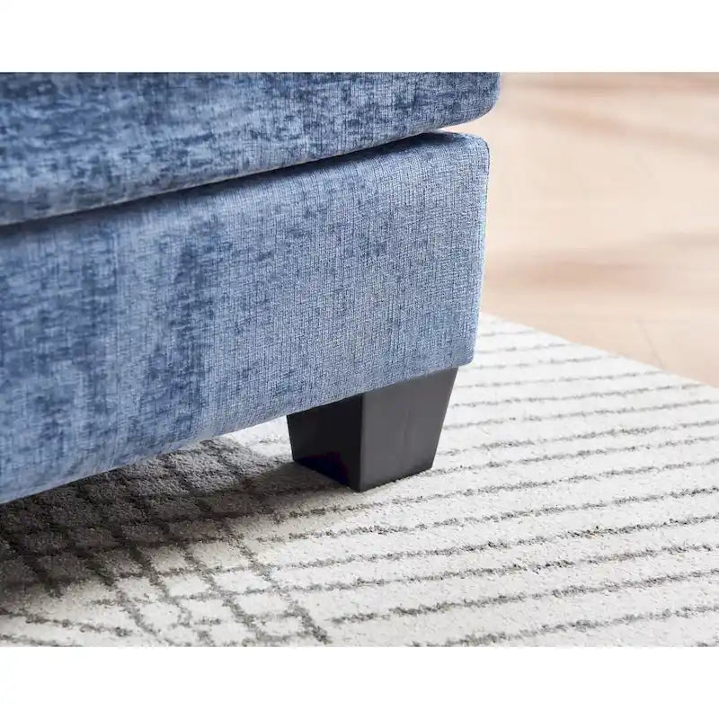 120.1 Canapé d'angle modulable en chenille avec pouf, canapé nuage 3 places avec assises profondes de 57 cm et mousse haute résilience