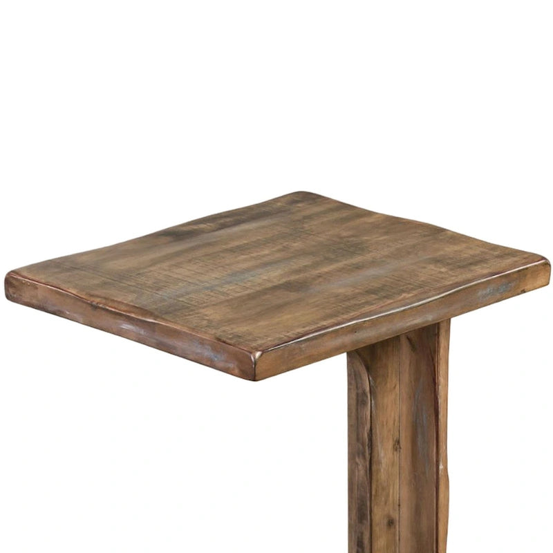 Table d'appoint de canapé Dazy, bois d'acajou rustique marron clair 15x12.5