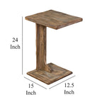Table d'appoint de canapé Dazy, bois d'acajou rustique marron clair 15x12.5