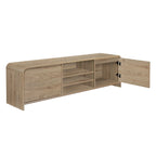 Meuble TV avec rangement – 2 tiroirs et étagères, bois beige naturel, 180 cm