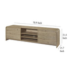 Meuble TV avec rangement – 2 tiroirs et étagères, bois beige naturel, 180 cm