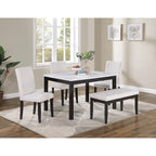 Ensemble de salle à manger 5 pièces, ensemble de dînette de cuisine avec table en faux marbre, banc et 3 chaises rembourrées en similicuir