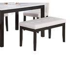 Ensemble de salle à manger 5 pièces, ensemble de dînette de cuisine avec table en faux marbre, banc et 3 chaises rembourrées en similicuir