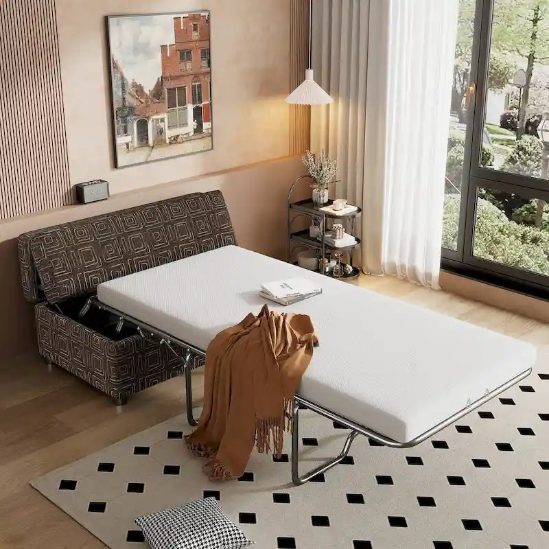 Lit pliant ottoman Roomfitters pour une personne avec matelas, lit d'appoint convertible compact pour salon