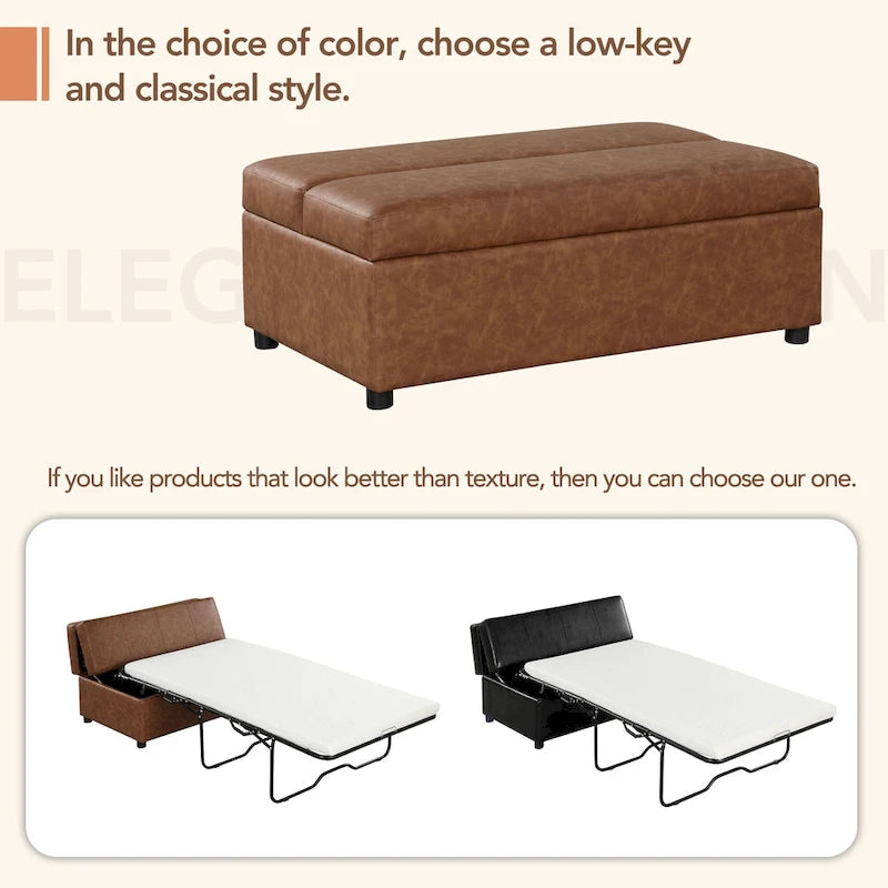 Lit pliant ottoman Roomfitters pour une personne avec matelas, lit d'appoint convertible compact pour salon