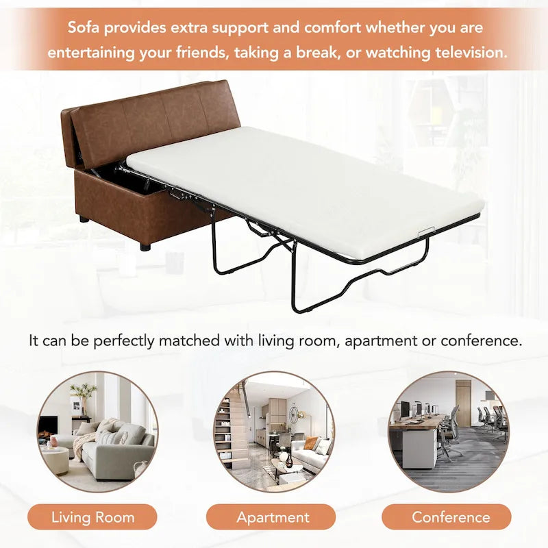 Lit pliant ottoman Roomfitters pour une personne avec matelas, lit d'appoint convertible compact pour salon