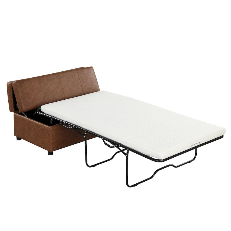 Lit pliant ottoman Roomfitters pour une personne avec matelas, lit d'appoint convertible compact pour salon