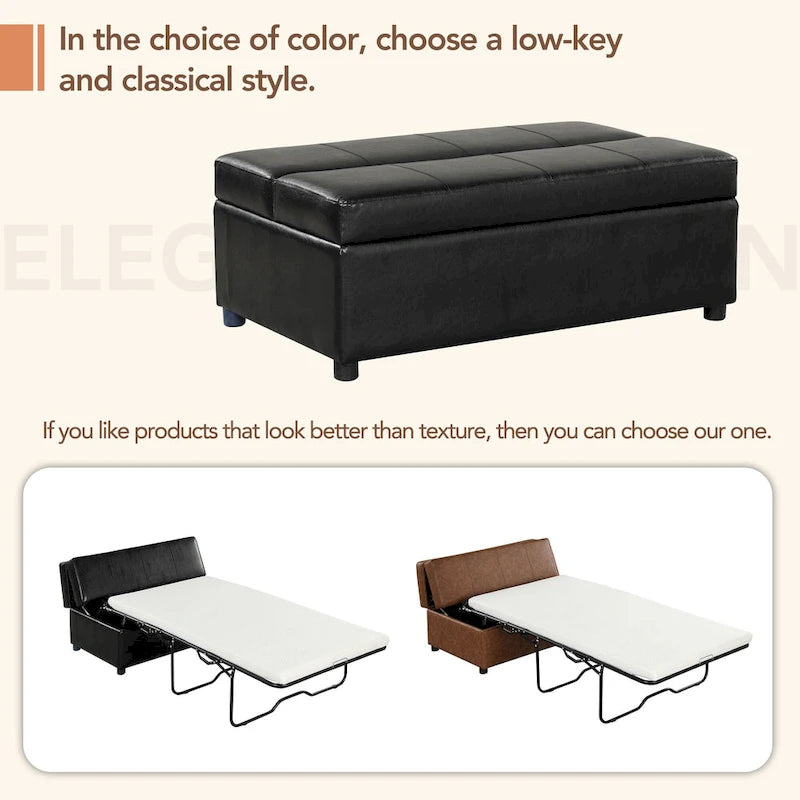 Lit pliant ottoman Roomfitters pour une personne avec matelas, lit d'appoint convertible compact pour salon