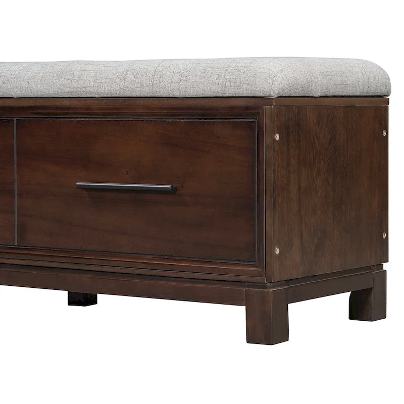 Banc à chaussures avec coussin amovible et rangement dissimulé