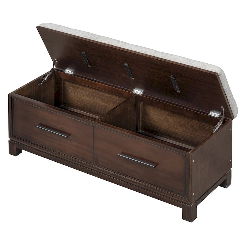 Banc à chaussures avec coussin amovible et rangement dissimulé