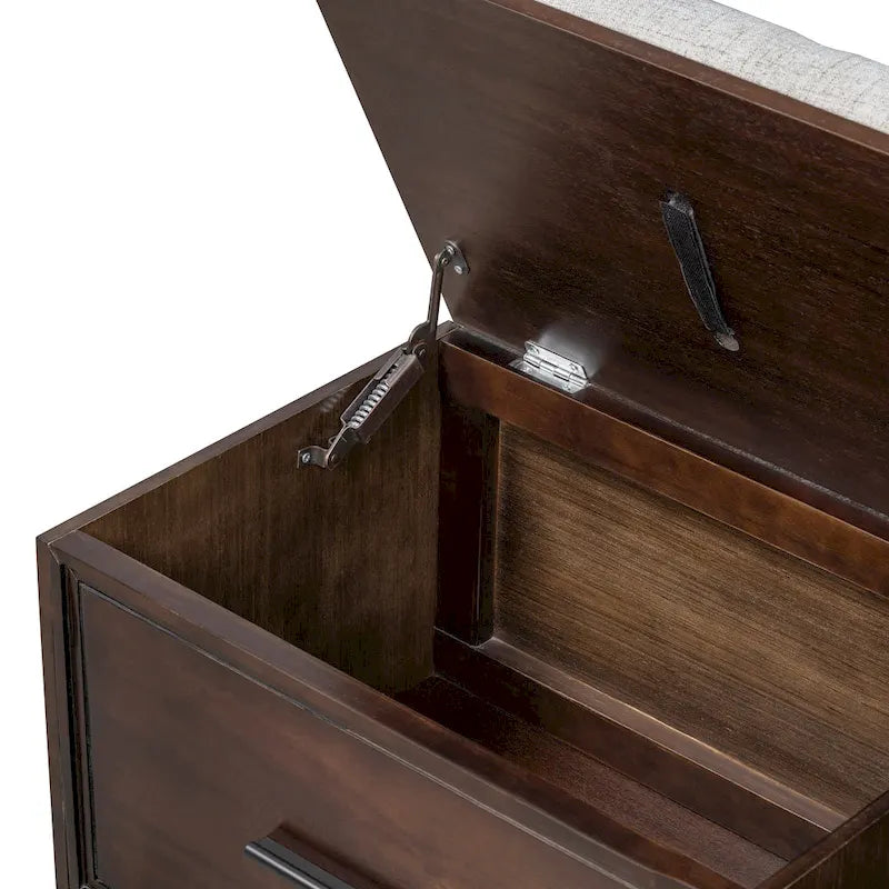 Banc à chaussures avec coussin amovible et rangement dissimulé