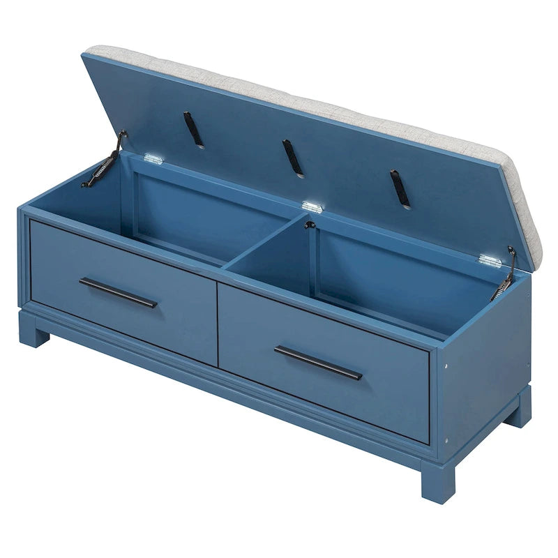 Banc à chaussures avec coussin amovible et rangement dissimulé