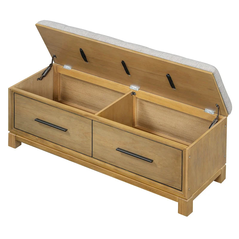 Banc à chaussures avec coussin amovible et rangement dissimulé