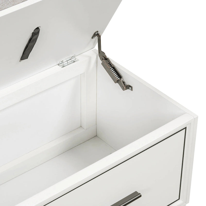 Banc à chaussures avec coussin amovible et rangement dissimulé