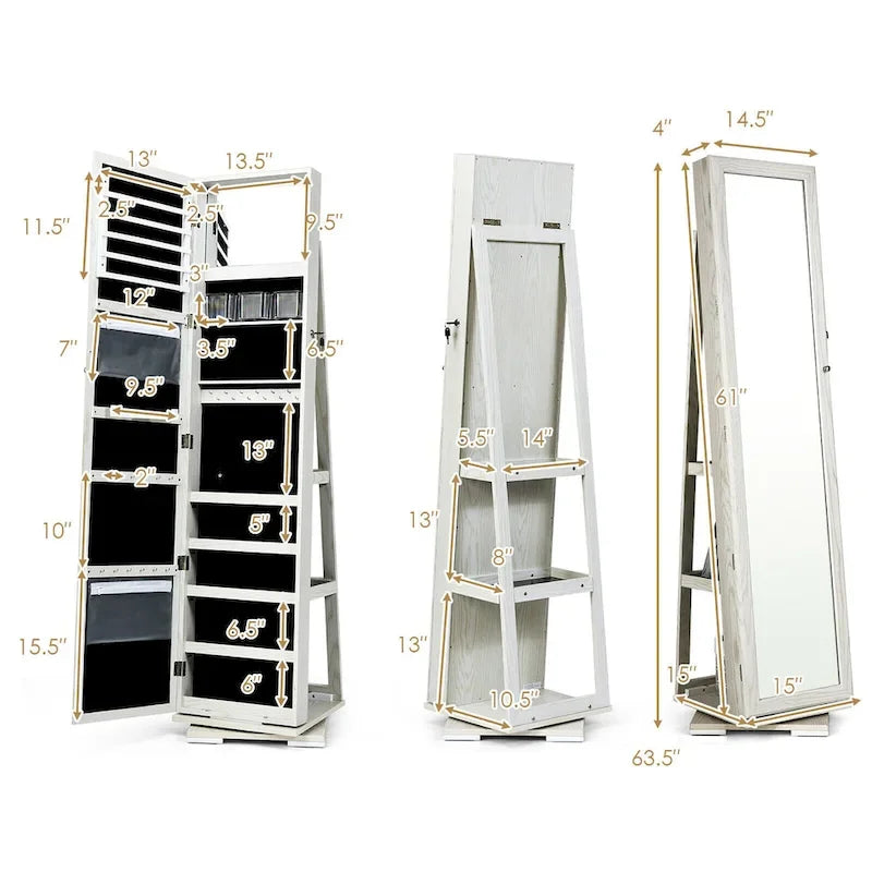 Armoire de rangement à bijoux sur pied