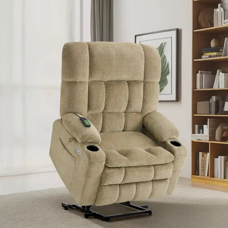 Fauteuil inclinable releveur électrique à deux moteurs avec massage et chauffage – Extra Large